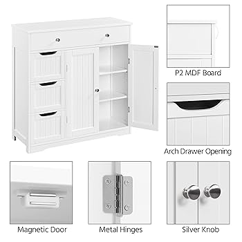 yklvkn　棚 Amazon.com: Yaheetech Bathroom Floor Cabinet, Large Storage